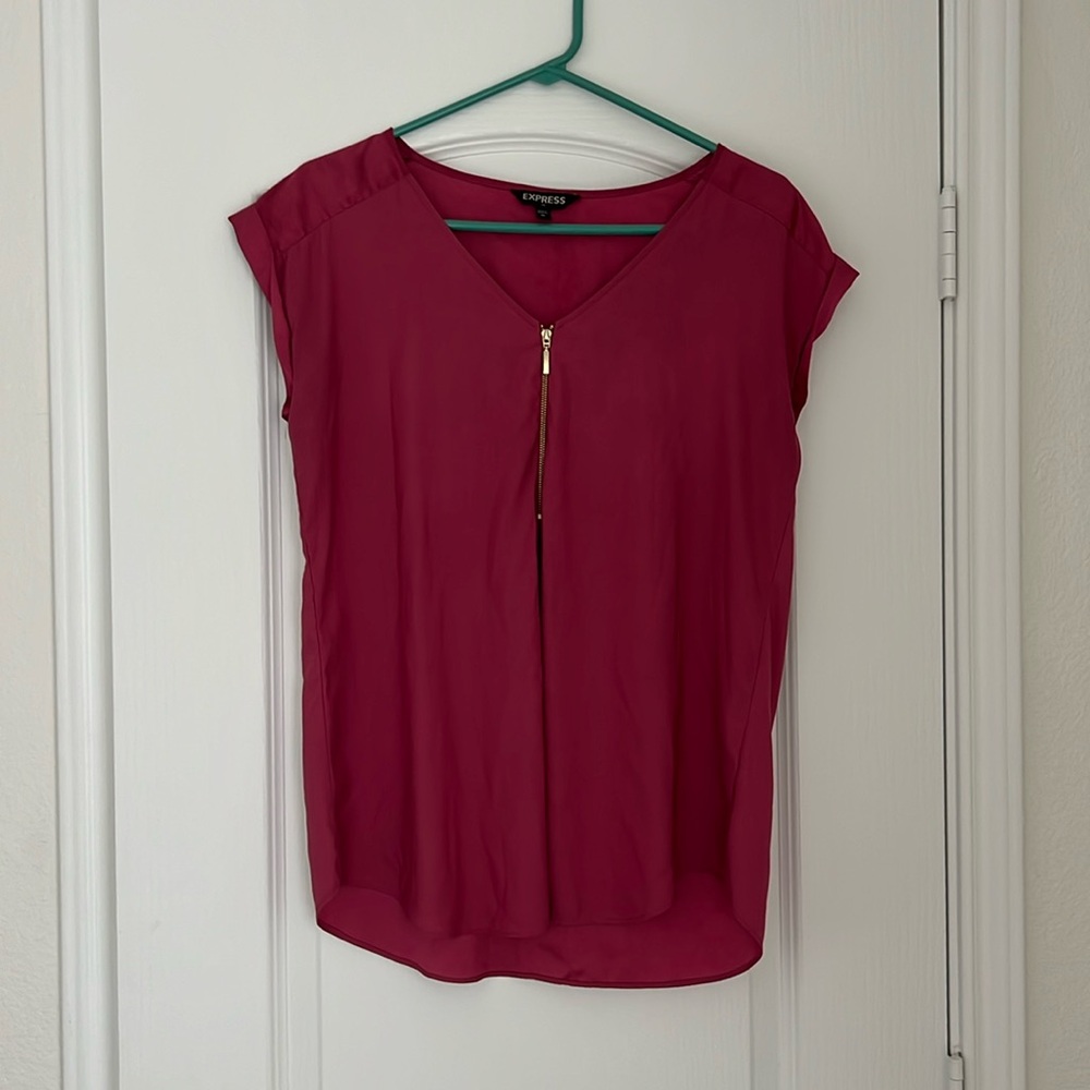 Pink Express blouse with gold zipper